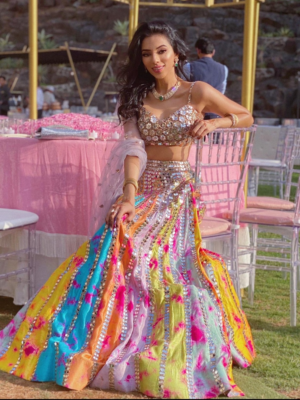 Akanksha Gajria Embellished Multicolor Lehenga Set